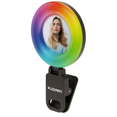 RGB 10 Colours Phone Clip With Mirror LED Selfie Ring Light