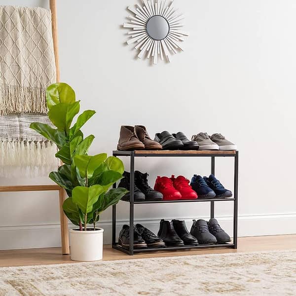 “Tier Metal Shoe Rack Organizer Footwear Holder, Durable Steel Frame, Modern Design for Home,