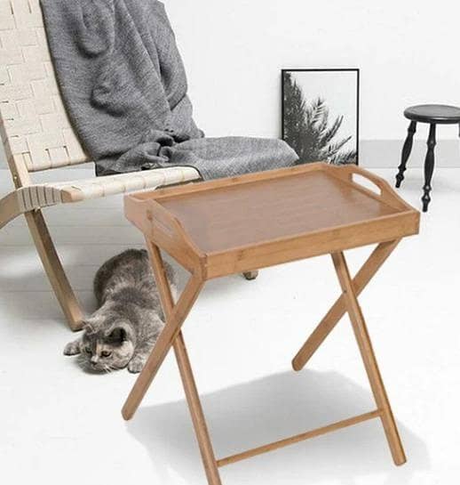 Beach Wood Foldable Coffee & Study Table – Compact Single Shelf Utility Table