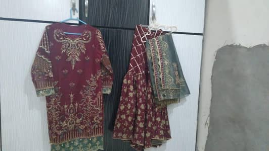 Saphire Maroon(full heavy sequence embroidery)