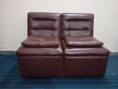 2-Seater Brown Leatherette Sofa Set – Comfortable & Compact