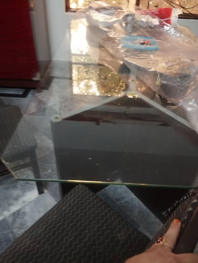 8 chairs with glass table