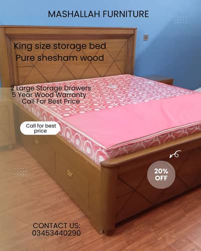 King Size Shesham Bed - Factory Rate - Karachi