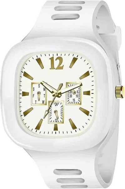 White Silicone Analogue Watch for Men