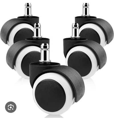 Imported White Revolving Chair Wheel Set (5 Pcs)