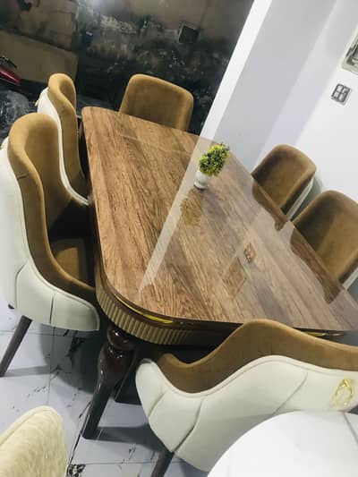 Luxury 6 Seater Dining Table Set- Modern Wooden Finish
