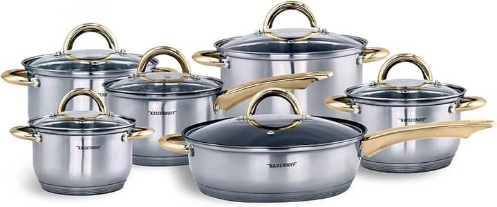 KaiserHoff 12-Piece Stainless Steel Cooking Set - GOLD