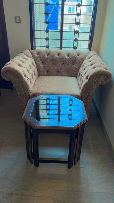 1 SEATER SOFA AND TABLE - STYLISH SET