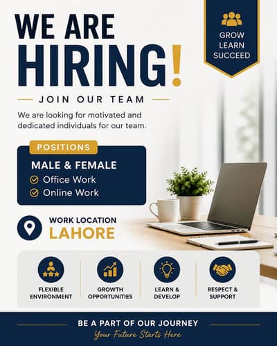 We are hiring male and female for work.