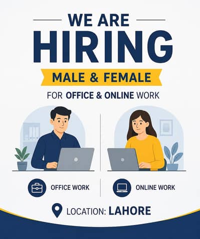 We are hiring online and offline job for Males and Females.
