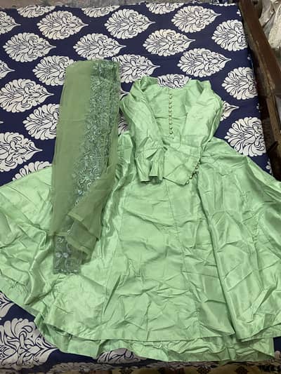 Silk frock with organza dupatta