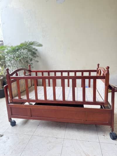 Wooden Bassinet for Kids | Single Drawer | Lockable Tires
