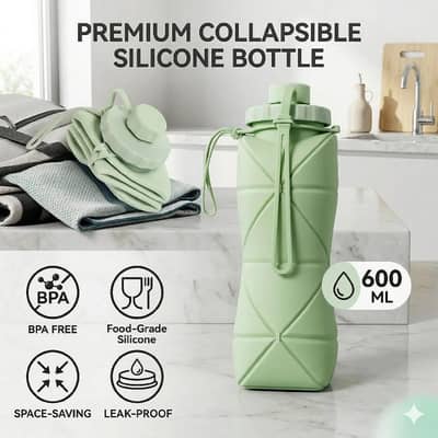 Premium collapsible silicon water bottle