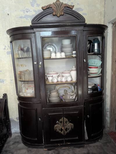 Premium Solid Wood Antique Showcase - Royal Look for Living Room