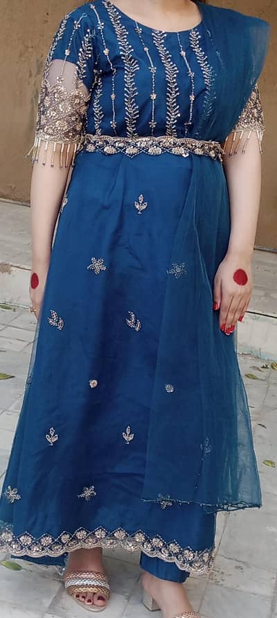 Medium stitched long frock available for sale