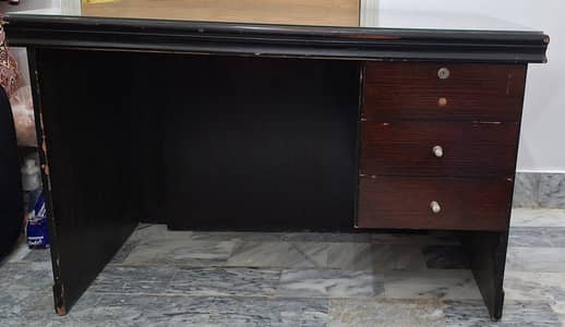 2 Executive Office Tables with 2 Office Boss Round Leather Chairs.