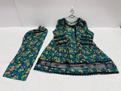 girls printed kurta set embroided with free delivery