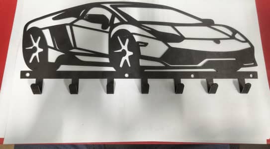 Car Design Wall Key Holder / Metal Key Hanger (7 Hooks)