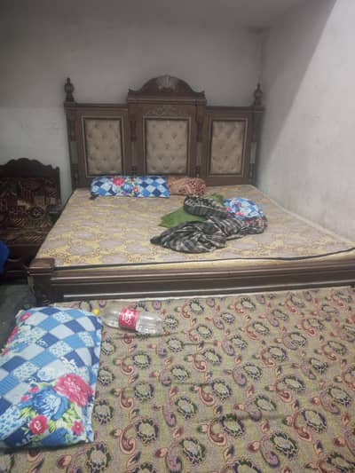 bed with mattress one side table showcase dressing