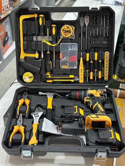 117 set Cordless drill set with (BLDC Motor). . . Two 21 volt batteries