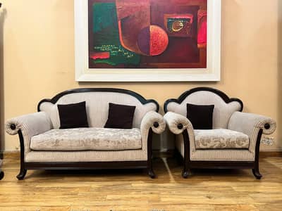 Chinioti Sofa Set – 6 Seater with 3 Sheesham Tables