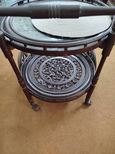 Handcrafted Wooden Tea Trolley