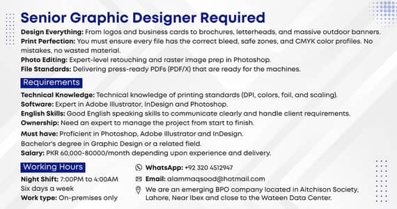 Senior Graphic Designer|Photoshop, Adobe Illustrator, and InDesign