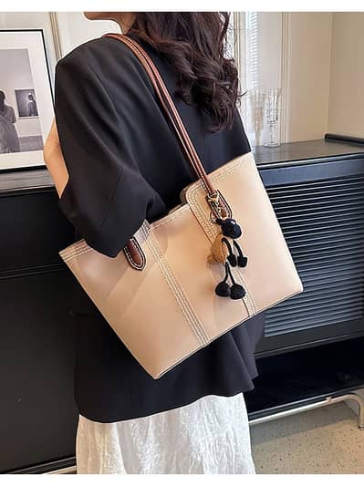 Stylish Tassel Tote Bag for Women, Beige, Hand Stitched, Premium Quali