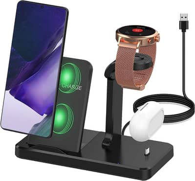 3 in 1 Wireless Charging Station Fast Charger for Phone Watch Earbuds