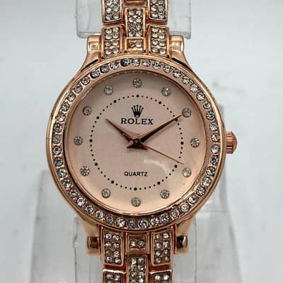 Rose Gold Crystal Watch for Women Wedding Eid Office