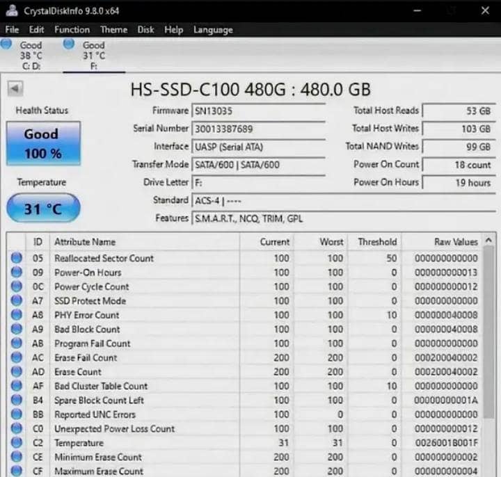 Portable SSD 480 GB Solid State 2