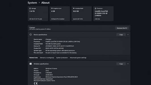 Hp Pavilion I5 9th generation Nvidia 4gb “GTX”