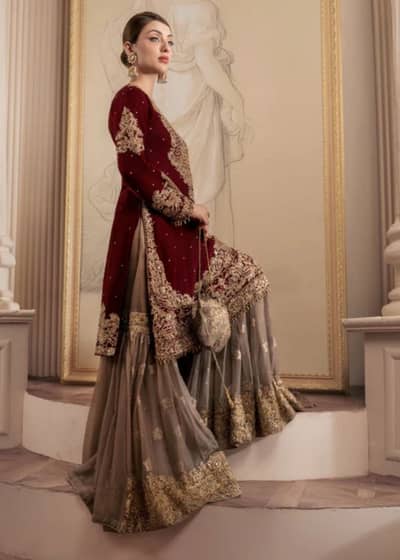 Mehroon colour dress