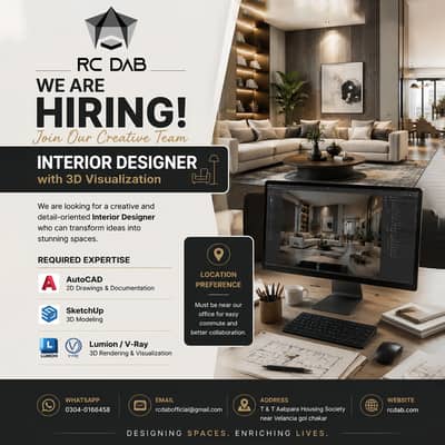 Hiring Architecture & Interior Designer | 3D Visualizer