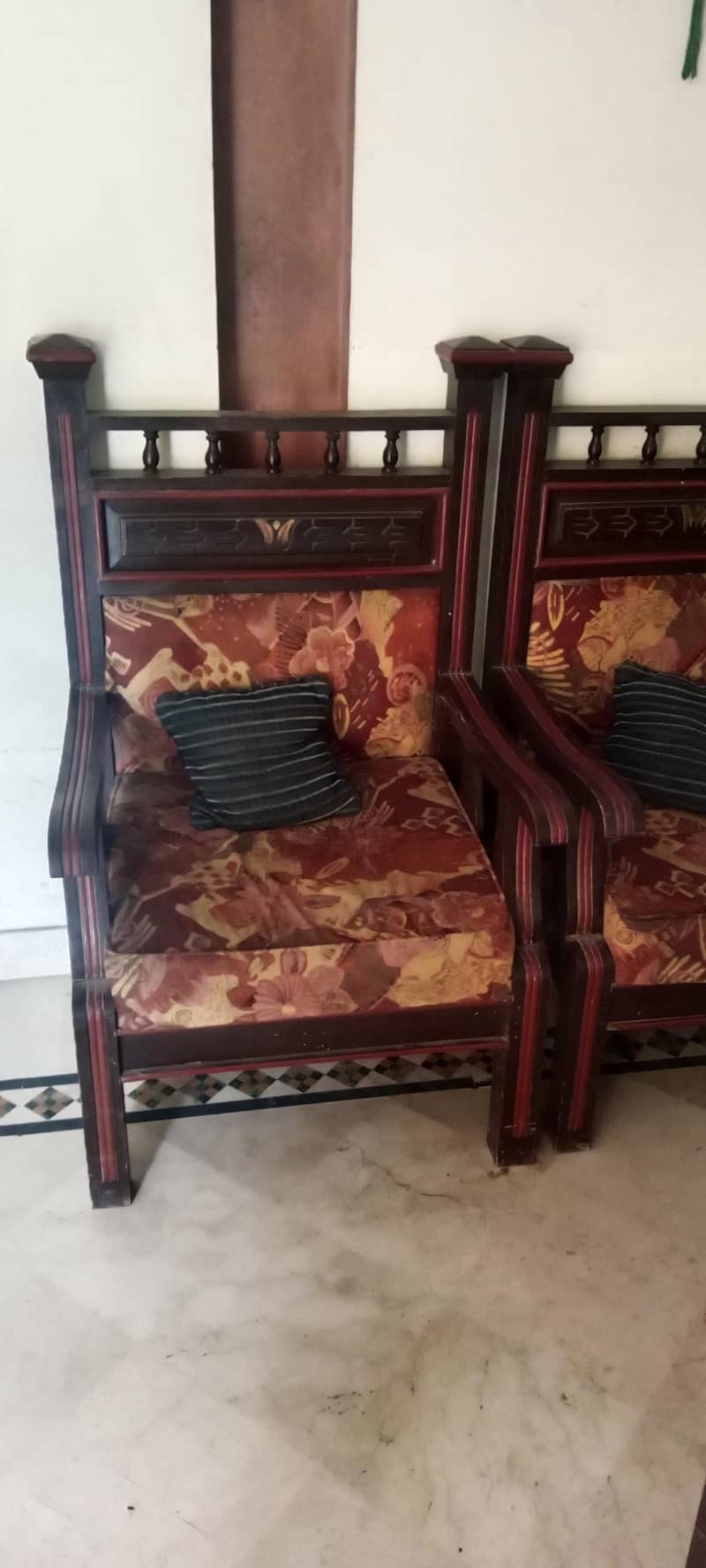 one large and  two single sofas wooden 0