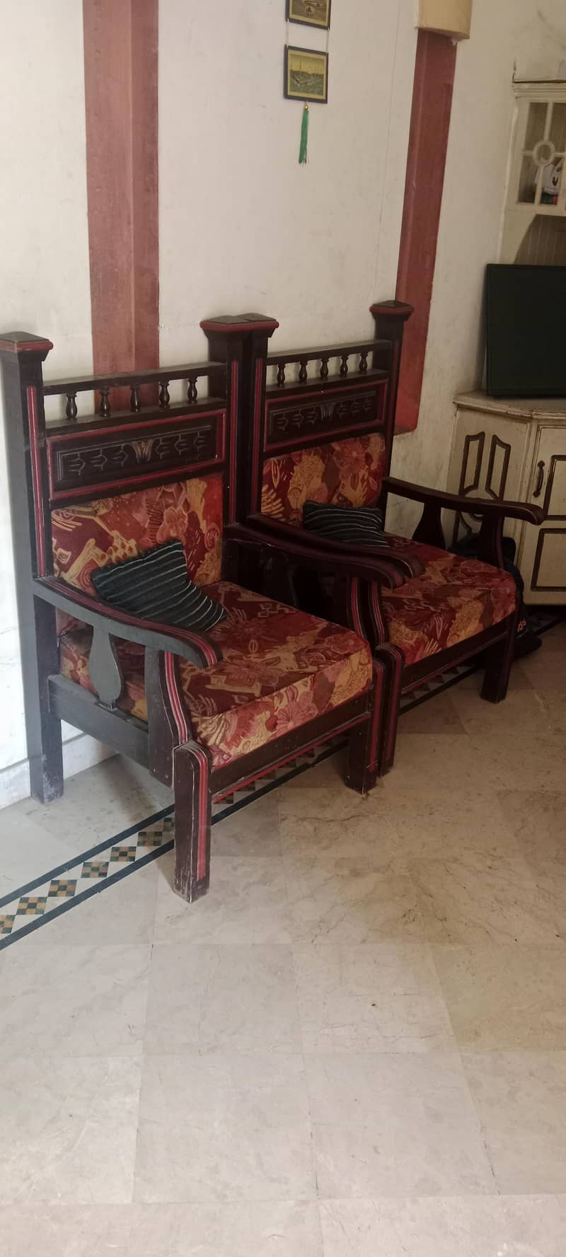 one large and  two single sofas wooden 3