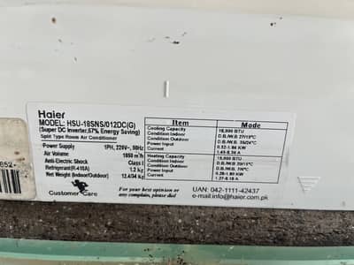 Haier Dc Inverter 1.5 ton