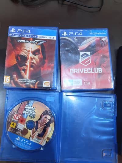 Cd  of Ps4:tekken7,DRIVECLUBE,GTA5