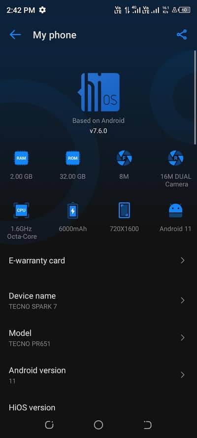tecno spark 7 2/32 argent sale
