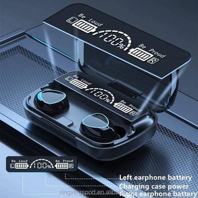 M10 Digital Display Earbuds Black with Charging Case