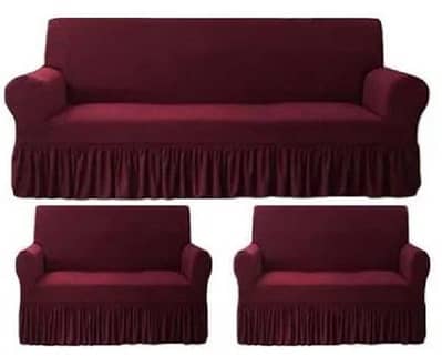 Maroon 5 Seater Turkish Frill Sofa Cover