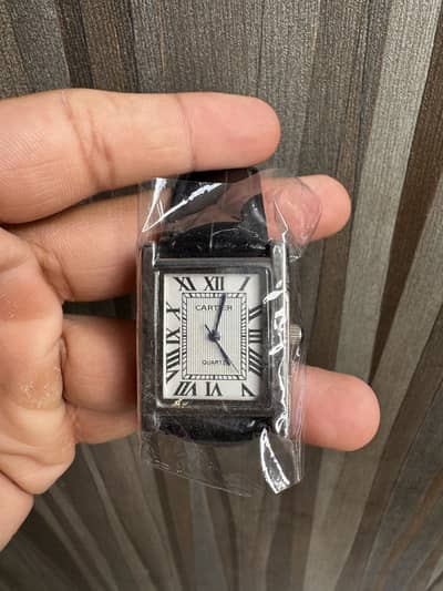 Cartier Tank Style Black & White Watch – Leather Strap – Brand New