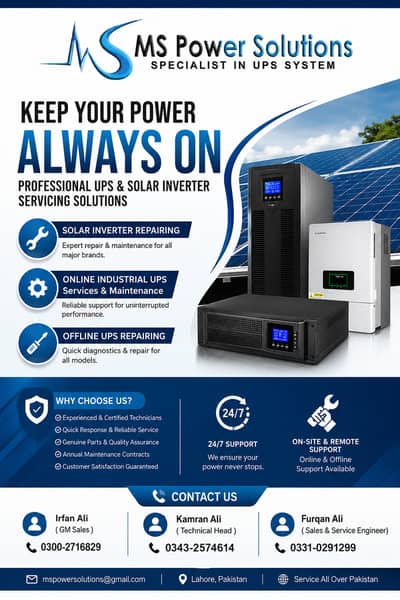 Solar Inverter Battery & UPS Repair Maintenance Services Installation