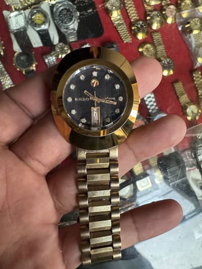 Vintage Rado DiaStar Black Dial Day Date Watch