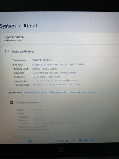 Hp laptop Elite Book core i7 4 generation 8 gb ram 128 gb SSD