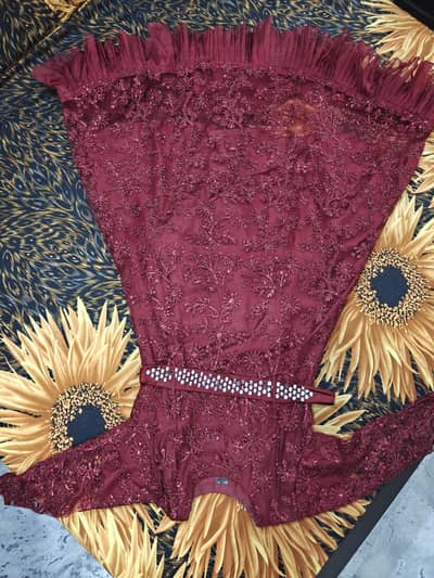 Mehroon Party wear makxi