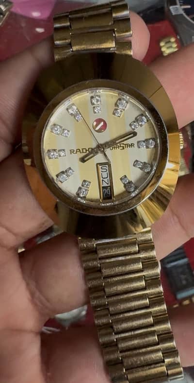 Vintage Style Rado Diastar Golden Watch Day & Date Chain Watch