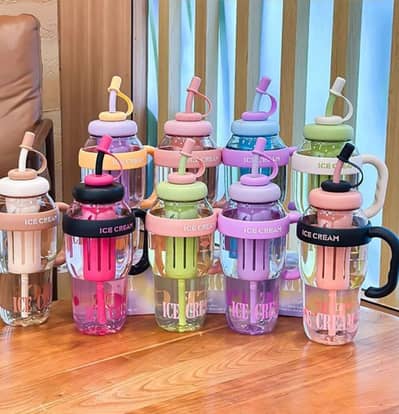 Water Tumbler Bottle with Handle and Straw 1200ml