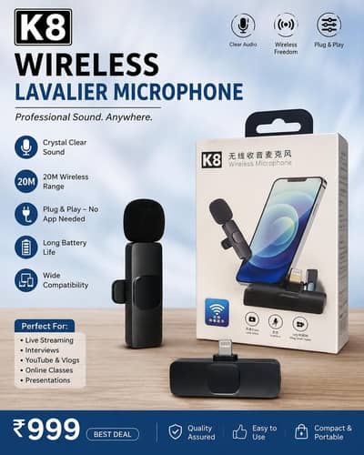 K8 WIRELESS MICROPHONE FOR IPHONE LIGHTNING ONE