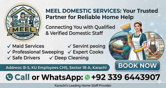 HOUSE MAIDS/NANNIES/COOK/DRIVER/HELPER ALL KINDS OF DOMESTIC STAFF AVA